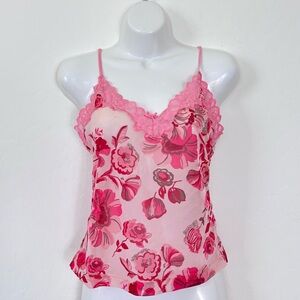 Vintage Y2K Floral Lace Cami Top Fairy Grunge Coquette Balletcore Cottagecore